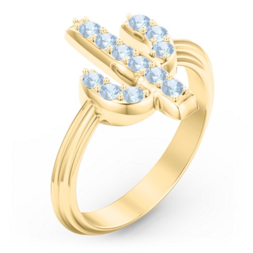 Chic In Cactus Ring – 9kt Yellow Gold with Blue Topaz
