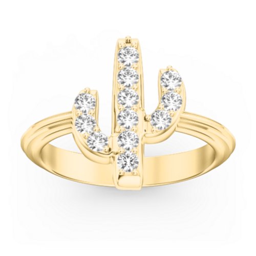 Chic In Cactus Ring – 9kt Yellow Gold with Cubic Zirconia