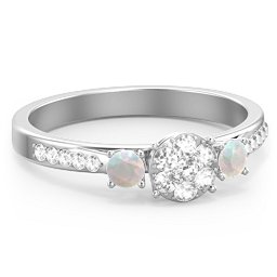 Trinity Cluster Ring with Birthstones and Accents