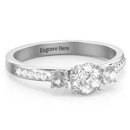 Trinity Cluster Ring with Birthstones and Accents