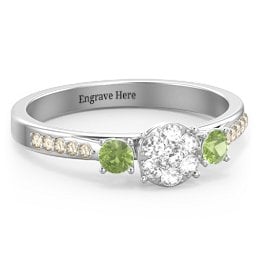 Trinity Cluster Ring with Birthstones and Accents