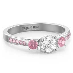 Trinity Cluster Ring with Birthstones and Accents
