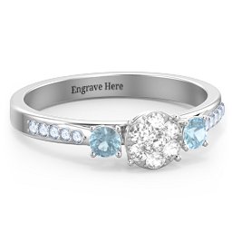 Trinity Cluster Ring with Birthstones and Accents