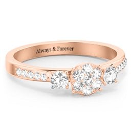 Trinity Cluster Ring with Birthstones and Accents