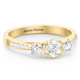 Trinity Cluster Ring with Birthstones and Accents in 18K Gold Plated Silver with Diamond