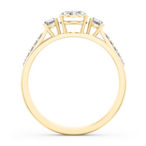 Trinity Cluster Ring with Birthstones and Accents – 9kt Yellow Gold with White Premium Zirconia and Cubic Zirconia