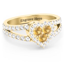 Written in the Stars Heart Cluster Ring in 18K Gold Plated Silver with Citrine and White Premium Zirconia