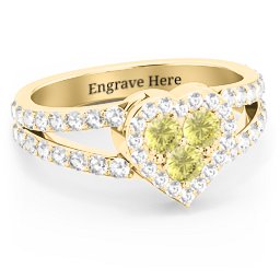 Written in the Stars Heart Cluster Ring in 18K Gold Plated Silver with Citrine and White Premium Zirconia