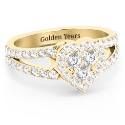 Written in the Stars Heart Cluster Ring in 18K Gold Plated Silver with Cubic Zirconia and White Premium Zirconia