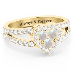 Written in the Stars Heart Cluster Ring in 18K Gold Plated Silver with Opal and White Premium Zirconia