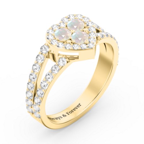 Written in the Stars Heart Cluster Ring – 18K Gold Plated Silver with Opal and White Premium Zirconia