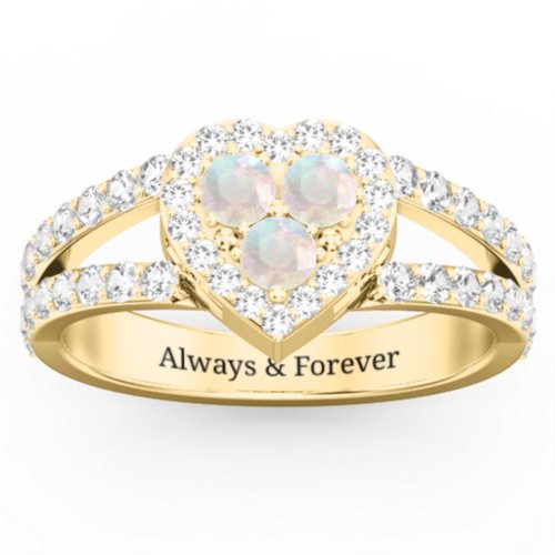 Written in the Stars Heart Cluster Ring – 18K Gold Plated Silver with Opal and White Premium Zirconia