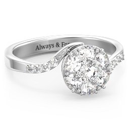 Ariel Round Cluster Ring in 925 Sterling Silver with Cubic Zirconia and White Premium Zirconia