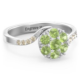 Ariel Round Cluster Ring in 925 Sterling Silver with Peridot and Fancy Yellow Premium Zirconia