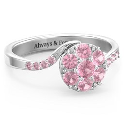 Ariel Round Cluster Ring in 925 Sterling Silver with Pink Tourmaline and Fancy Pink Premium Zirconia