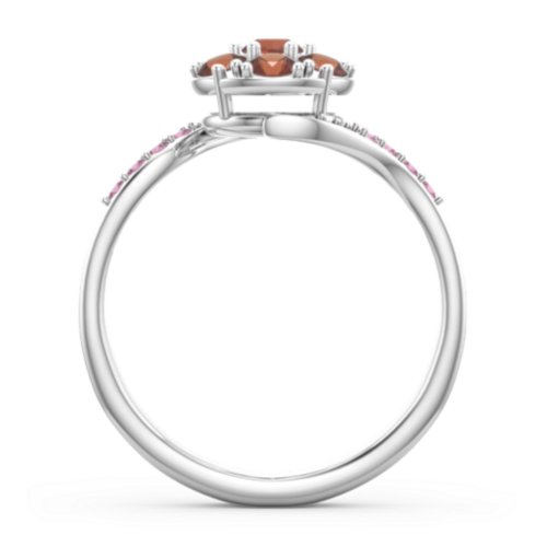 Ariel Round Cluster Ring – Sterling Silver with Garnet and Red Premium Zirconia