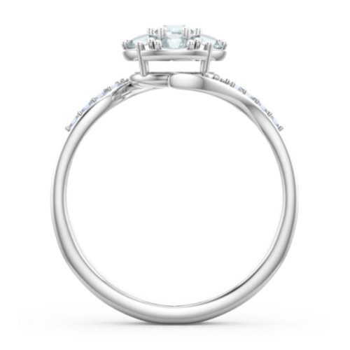 Ariel Round Cluster Ring – Sterling Silver with Aquamarine and Fancy Blue Premium Zirconia