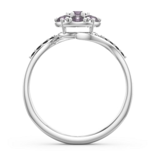 Ariel Round Cluster Ring – Sterling Silver with Alexandrite and Black Premium Zirconia