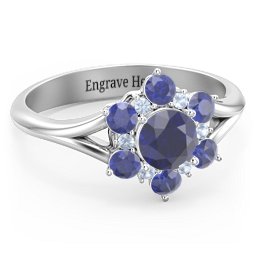 Aurora Round Cluster Ring with Birthstones