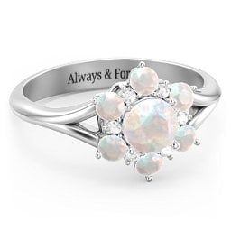 Aurora Round Cluster Ring with Birthstones