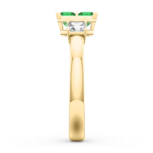 Diana Princess Cut Cluster Ring with Birthstones – 9kt Yellow Gold with Emerald and Cubic Zirconia
