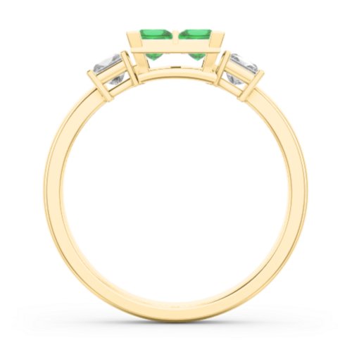 Diana Princess Cut Cluster Ring with Birthstones – 9kt Yellow Gold with Emerald and Cubic Zirconia