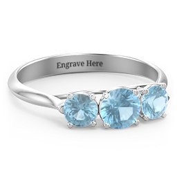 Past Present Future 3-Stone Ring in 925 Sterling Silver with Blue Topaz