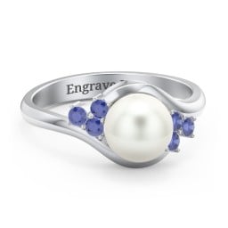 7mm Freshwater Pearl Wave Ring with Accents