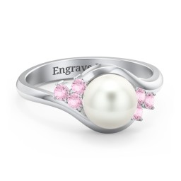 7mm Freshwater Pearl Wave Ring with Accents