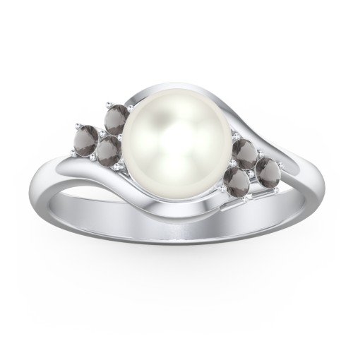 7mm Freshwater Pearl Wave Ring with Accents