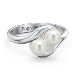 Twin 5mm Freshwater Pearl Ring with Accents