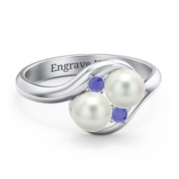 Twin 5mm Freshwater Pearl Ring with Accents