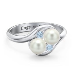 Twin 5mm Freshwater Pearl Ring with Accents