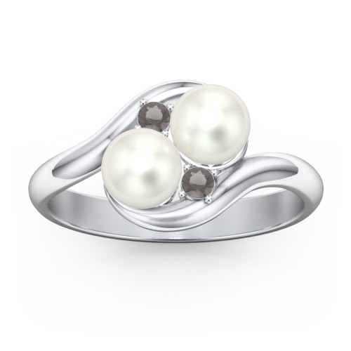 Twin 5mm Freshwater Pearl Ring with Accents