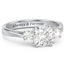 3 Stone Cushion Cut Duchess Ring
