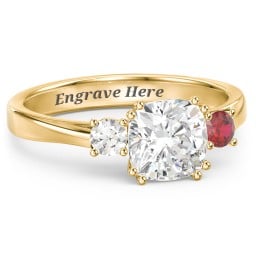 3 Stone Cushion Cut Duchess Ring