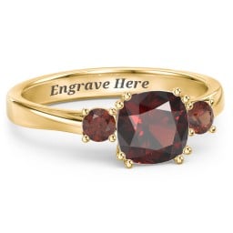 3 Stone Cushion Cut Duchess Ring