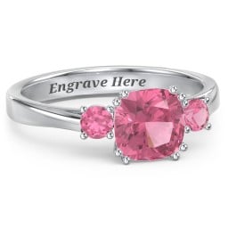 3 Stone Cushion Cut Duchess Ring