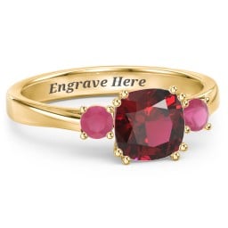 3 Stone Cushion Cut Duchess Ring