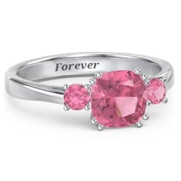 3 Stone Cushion Cut Duchess Ring