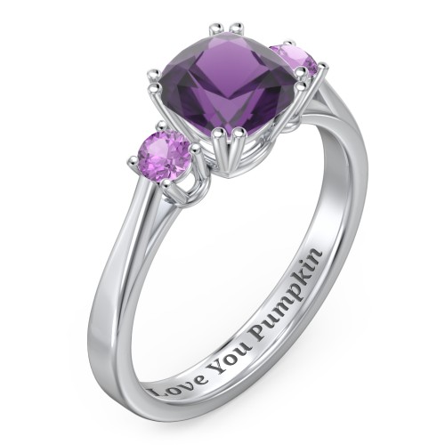 3 Stone Cushion Cut Duchess Ring