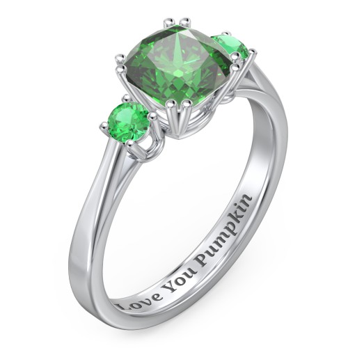 3 Stone Cushion Cut Duchess Ring