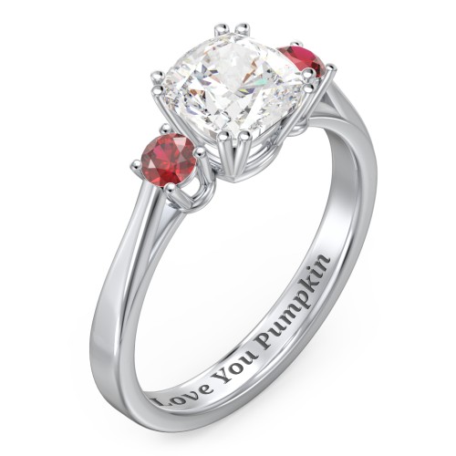3 Stone Cushion Cut Duchess Ring