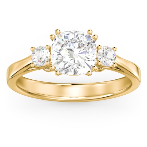 3 Stone Cushion Cut Duchess Ring