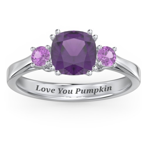 3 Stone Cushion Cut Duchess Ring