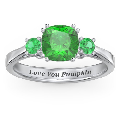 3 Stone Cushion Cut Duchess Ring