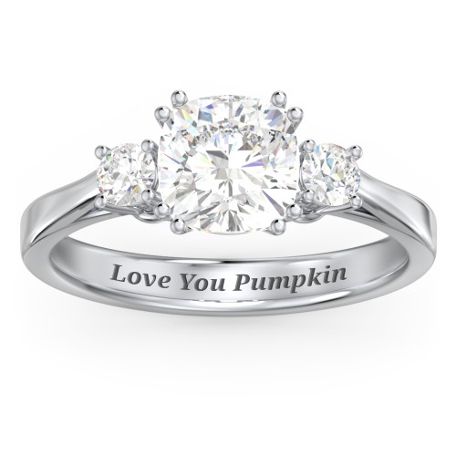 3 Stone Cushion Cut Duchess Ring