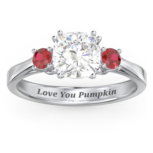 3 Stone Cushion Cut Duchess Ring