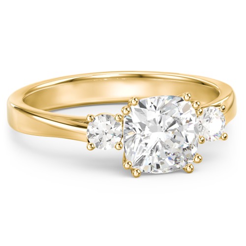 3 Stone Cushion Cut Duchess Ring