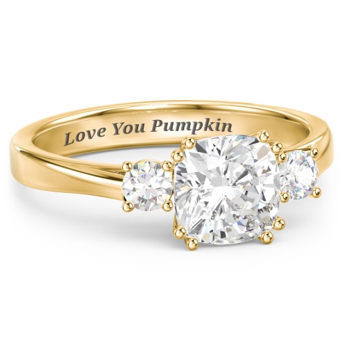 3 Stone Cushion Cut Duchess Ring